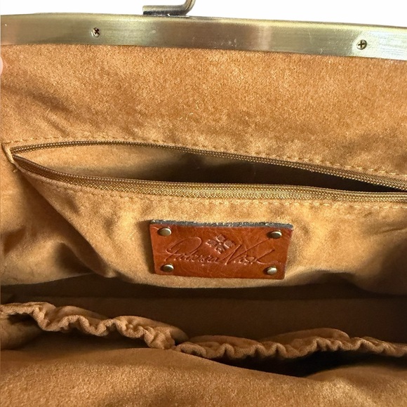 Patricia Nash•Mia Fresco Bouquet Leather Frame Satchel Purse Handbag Clutch - Picture 4 of 7